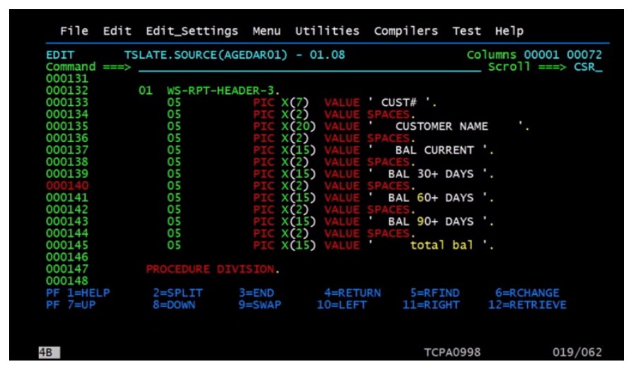 cobol program snippet