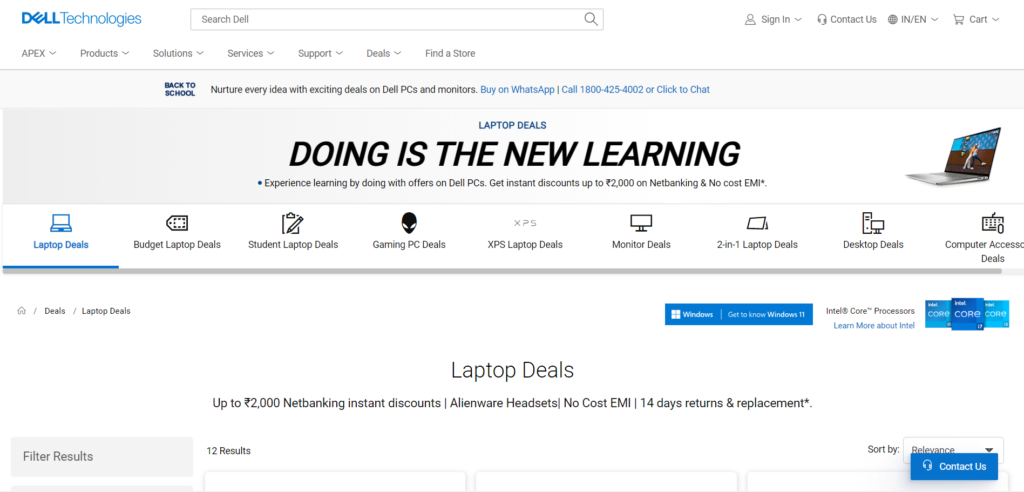 dell landing page img example of UX/UI